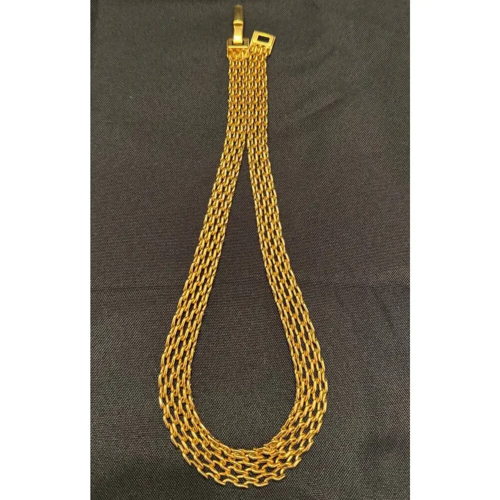 Vintage Gold-Tone Graduated Mesh Chain Choker Necklace MCM Statement Collar 18